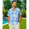imageKYKU Hawaiian Mens Shirts Casual Beach Vacation Tropical Mens Button Down Short Sleeve Shirt with PocketLight Blue Hawaiian Men Button Down Shirt
