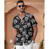 imageKYKU Hawaiian Mens Shirts Casual Beach Vacation Tropical Mens Button Down Short Sleeve Shirt with PocketTree Black Men Hawaiian Button Shirt