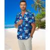 imageKYKU Hawaiian Mens Shirts Casual Beach Vacation Tropical Mens Button Down Short Sleeve Shirt with PocketTree Blue Hawaiian Men Button Down Shirt