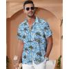 imageKYKU Hawaiian Mens Shirts Casual Beach Vacation Tropical Mens Button Down Short Sleeve Shirt with PocketTree Blue Men Hawaiian Button Shirt