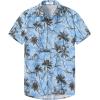 imageKYKU Hawaiian Mens Shirts Casual Beach Vacation Tropical Mens Button Down Short Sleeve Shirt with PocketTree Blue Men Hawaiian Button Shirt