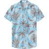 imageKYKU Hawaiian Mens Shirts Casual Beach Vacation Tropical Mens Button Down Short Sleeve Shirt with PocketTree Blue Men Hawaiian Button Shirts