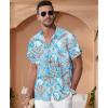 imageKYKU Hawaiian Mens Shirts Casual Beach Vacation Tropical Mens Button Down Short Sleeve Shirt with PocketTree Blue Men Hawaiian Button Shirts