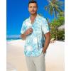 imageKYKU Hawaiian Mens Shirts Casual Beach Vacation Tropical Mens Button Down Short Sleeve Shirt with PocketWhite Blue Hawaiian Men Button Down Shirt
