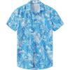 Beach Blue White Men Hawaiian Button Shirt