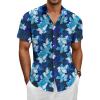 Florals Blue Men Hawaiian Button Shirt