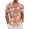 Florals Red Men Hawaiian Button Shirt