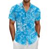 Flower Blue Men Hawaiian Button Shirt