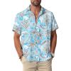 Tree Blue Men Hawaiian Button Shirts