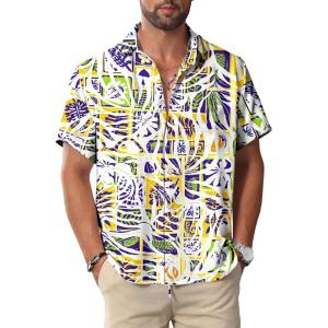 imageKYKU Hawaiian Mens Shirts Casual Beach Vacation Tropical Mens Button Down Short Sleeve Shirt with PocketMulticolor Hawaiian Men Button Down Shirt