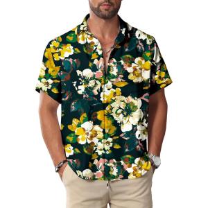 imageKYKU Hawaiian Mens Shirts Casual Beach Vacation Tropical Mens Button Down Short Sleeve Shirt with PocketMulticolor Mens Shirts Casual