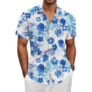imageKYKU Hawaiian Mens Shirts Casual Beach Vacation Tropical Mens Button Down Short Sleeve Shirt with PocketPineapple White Men Hawaiian Button Shirt
