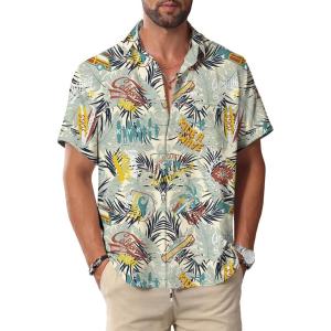 imageKYKU Hawaiian Mens Shirts Casual Beach Vacation Tropical Mens Button Down Short Sleeve Shirt with PocketVacations Multicolor Men Hawaiian Button Shirts
