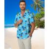 imageKYKU Button Hawaiian Shirts Men Tropical Tree Palm Short Sleeve Clothing Blue L