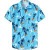 imageKYKU Button Hawaiian Shirts Men Tropical Tree Palm Short Sleeve Clothing Blue L