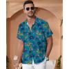 imageKYKU Hawaiian Men Button Shirt Casual Summer Beach Short Sleeve Clothing Tropical Vacations Clothes with PocketBlue Flamingos Men Hawaiian Button Shirt