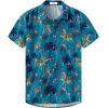 imageKYKU Hawaiian Men Button Shirt Casual Summer Beach Short Sleeve Clothing Tropical Vacations Clothes with PocketBlue Flamingos Men Hawaiian Button Shirt