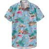 imageKYKU Hawaiian Men Button Shirt Casual Summer Beach Short Sleeve Clothing Tropical Vacations Clothes with PocketFlamingos Blue Men Hawaiian Button Shirt