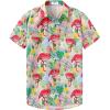 imageKYKU Hawaiian Men Button Shirt Casual Summer Beach Short Sleeve Clothing Tropical Vacations Clothes with PocketFlamingos Multicolor Men Hawaiian Button Shirt