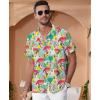 imageKYKU Hawaiian Men Button Shirt Casual Summer Beach Short Sleeve Clothing Tropical Vacations Clothes with PocketFlamingos Multicolor Men Hawaiian Button Shirt