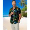 imageKYKU Hawaiian Shirt Button Men Parrots Print Short Sleeve Clothing Multicolor L