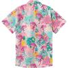 imageKYKU Shirt Men Hawaiian Button Beach Summer Casual Clothing Short Sleeve Flamingos Tropical Clothes Pink L