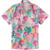 imageKYKU Shirt Men Hawaiian Button Beach Summer Casual Clothing Short Sleeve Flamingos Tropical Clothes Pink L