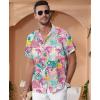 imageKYKU Shirt Men Hawaiian Button Beach Summer Casual Clothing Short Sleeve Flamingos Tropical Clothes Pink L