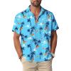 imageKYKU Button Hawaiian Shirts Men Tropical Tree Palm Short Sleeve Clothing Blue L