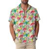 imageKYKU Hawaiian Men Button Shirt Casual Summer Beach Short Sleeve Clothing Tropical Vacations Clothes with PocketFlamingos Multicolor Men Hawaiian Button Shirt