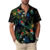 imageKYKU Hawaiian Shirt Button Men Parrots Print Short Sleeve Clothing Multicolor L