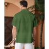 imageKYKU Linen Shirts for Men Casual Cotton Mens Short Sleeve Button Down Shirts Beach Wedding Summer Clothes with PocketArmy Green Cotton Linen Mens Shirts