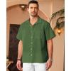 imageKYKU Linen Shirts for Men Casual Cotton Mens Short Sleeve Button Down Shirts Beach Wedding Summer Clothes with PocketArmy Green Cotton Linen Mens Shirts