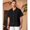 imageKYKU Linen Shirts for Men Casual Cotton Mens Short Sleeve Button Down Shirts Beach Wedding Summer Clothes with PocketBlack Cotton Linen Mens Shirts