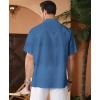 imageKYKU Linen Shirts for Men Casual Cotton Mens Short Sleeve Button Down Shirts Beach Wedding Summer Clothes with PocketBlue Cotton Linen Mens Shirts