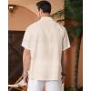 imageKYKU Linen Shirts for Men Casual Cotton Mens Short Sleeve Button Down Shirts Beach Wedding Summer Clothes with PocketCream Cotton Linen Mens Shirts