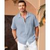 imageKYKU Linen Shirts for Men Casual Cotton Mens Short Sleeve Button Down Shirts Beach Wedding Summer Clothes with PocketDusty Blue Cotton Linen Mens Shirts