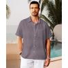 imageKYKU Linen Shirts for Men Casual Cotton Mens Short Sleeve Button Down Shirts Beach Wedding Summer Clothes with PocketGrey Cotton Linen Mens Shirts