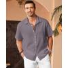 imageKYKU Linen Shirts for Men Casual Cotton Mens Short Sleeve Button Down Shirts Beach Wedding Summer Clothes with PocketGrey Cotton Linen Mens Shirts