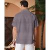 imageKYKU Linen Shirts for Men Casual Cotton Mens Short Sleeve Button Down Shirts Beach Wedding Summer Clothes with PocketGrey Cotton Linen Mens Shirts