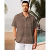 imageKYKU Linen Shirts for Men Casual Cotton Mens Short Sleeve Button Down Shirts Beach Wedding Summer Clothes with PocketLight Brown Cotton Linen Mens Shirts
