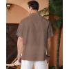imageKYKU Linen Shirts for Men Casual Cotton Mens Short Sleeve Button Down Shirts Beach Wedding Summer Clothes with PocketLight Brown Cotton Linen Mens Shirts