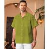 imageKYKU Linen Shirts for Men Casual Cotton Mens Short Sleeve Button Down Shirts Beach Wedding Summer Clothes with PocketLime Green Cotton Linen Mens Shirts