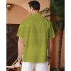 imageKYKU Linen Shirts for Men Casual Cotton Mens Short Sleeve Button Down Shirts Beach Wedding Summer Clothes with PocketLime Green Cotton Linen Mens Shirts