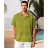 imageKYKU Linen Shirts for Men Casual Cotton Mens Short Sleeve Button Down Shirts Beach Wedding Summer Clothes with PocketLime Green Cotton Linen Mens Shirts