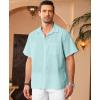 imageKYKU Linen Shirts for Men Casual Cotton Mens Short Sleeve Button Down Shirts Beach Wedding Summer Clothes with PocketMint Green Cotton Linen Mens Shirts