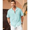 imageKYKU Linen Shirts for Men Casual Cotton Mens Short Sleeve Button Down Shirts Beach Wedding Summer Clothes with PocketMint Green Cotton Linen Mens Shirts