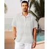 imageKYKU Linen Shirts for Men Casual Cotton Mens Short Sleeve Button Down Shirts Beach Wedding Summer Clothes with PocketOff White Cotton Linen Mens Shirts