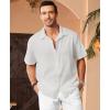imageKYKU Linen Shirts for Men Casual Cotton Mens Short Sleeve Button Down Shirts Beach Wedding Summer Clothes with PocketOff White Cotton Linen Mens Shirts