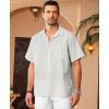 imageKYKU Linen Shirts for Men Casual Cotton Mens Short Sleeve Button Down Shirts Beach Wedding Summer Clothes with PocketOff White Cotton Linen Mens Shirts